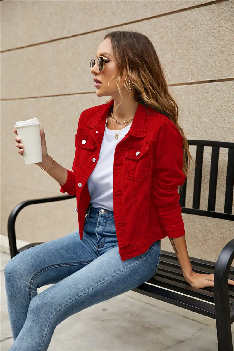 2025 Fashion Slim Fit Lapel Denim Jacket Europe and America