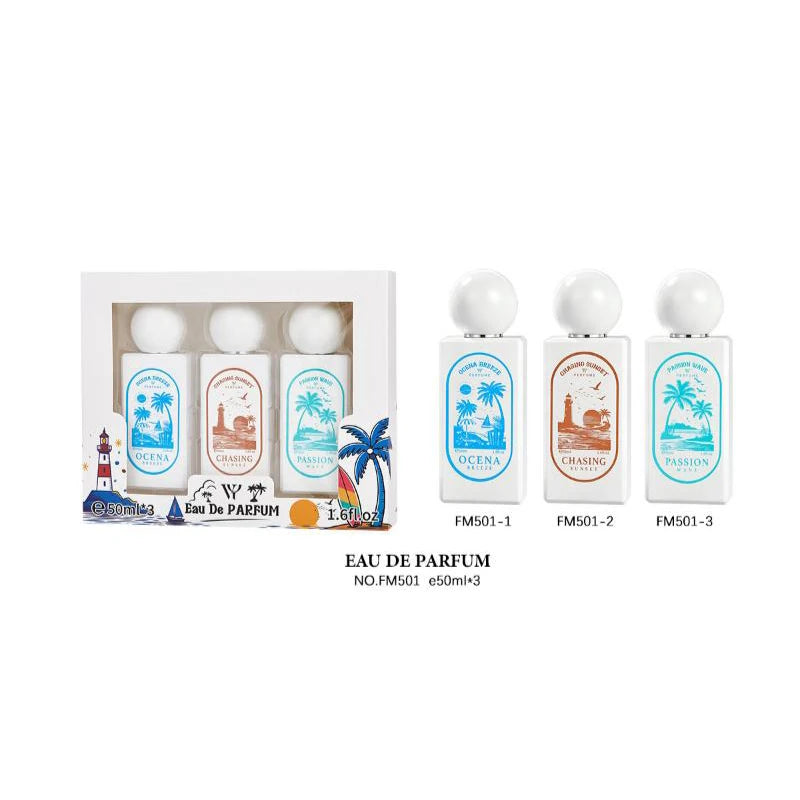 Eau De Parfum 3‑piece Perfume Set Long‑lasting Rich Fragrance Light Fresh Aroma Arabic Style Women Man Perfume For Daily Use