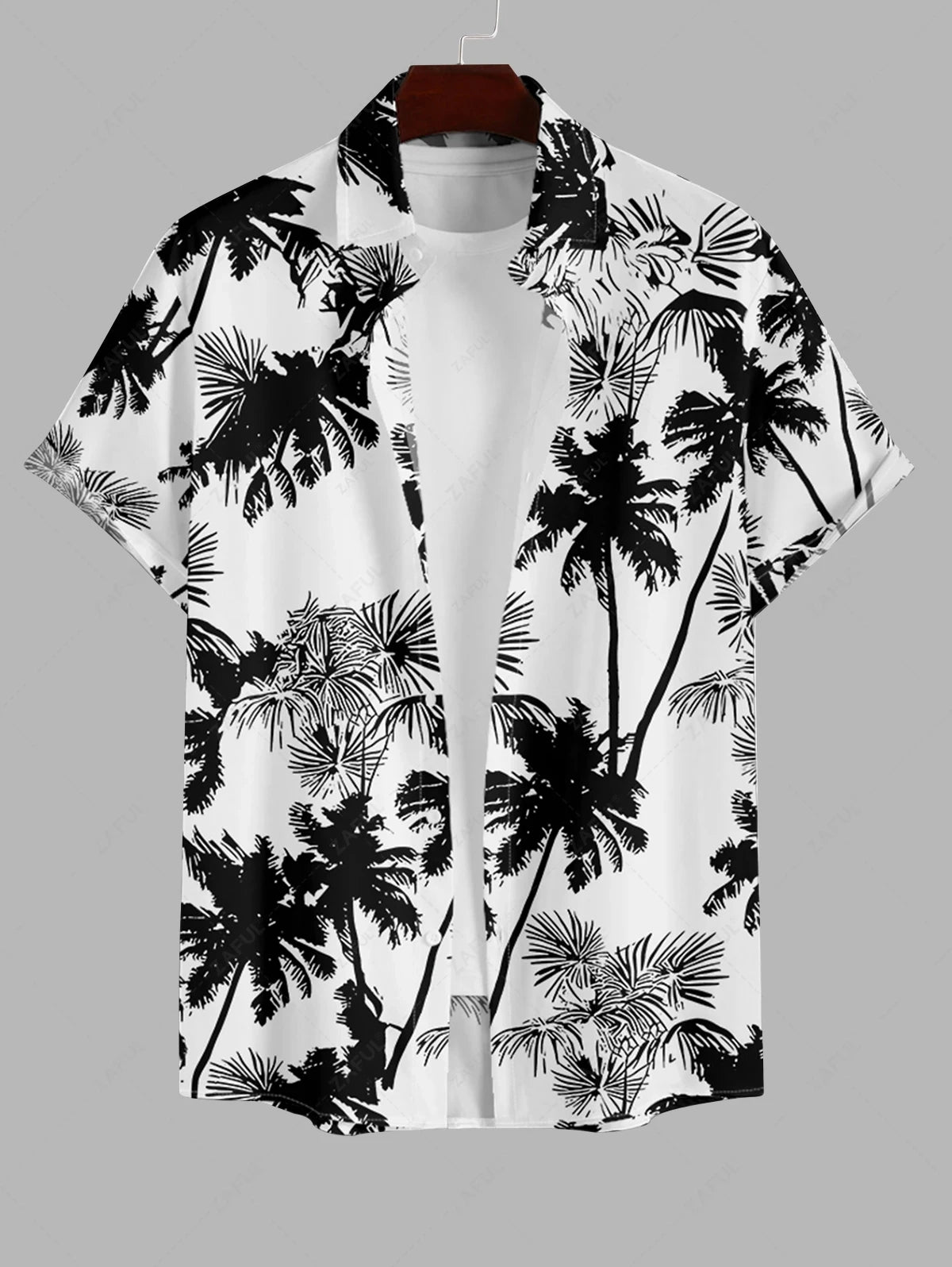 Hawaiian Mens Shirts Tropical plant leaves 3D Printed simple Tops Casual Short Sleeve Button Beach Shirt Summer  Men's Clothes