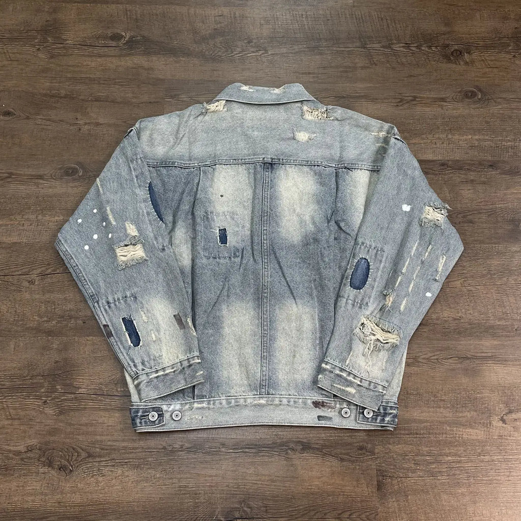 Yao Fashion SAINT OF MICHAEL Damaged Aged Ripped Denim Jackets Streetwear Loose Oversize Unisex High Quality Jacket For Men