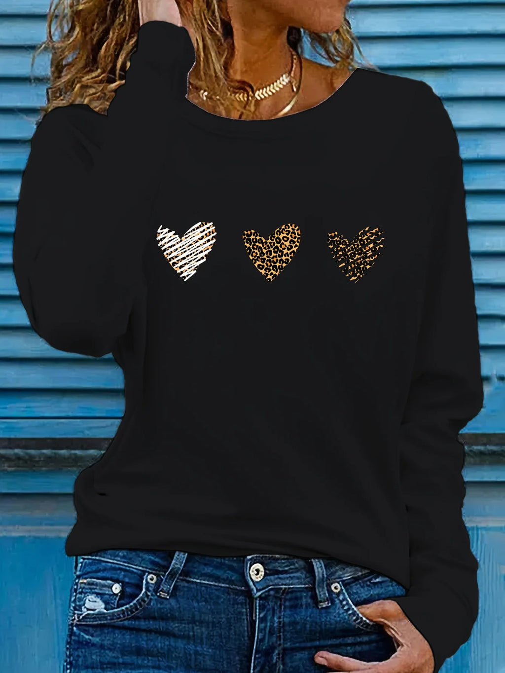 100% pure cotton women's spring and autumn loose casual skull and rose graphic printed long sleeved round neck T-shirt