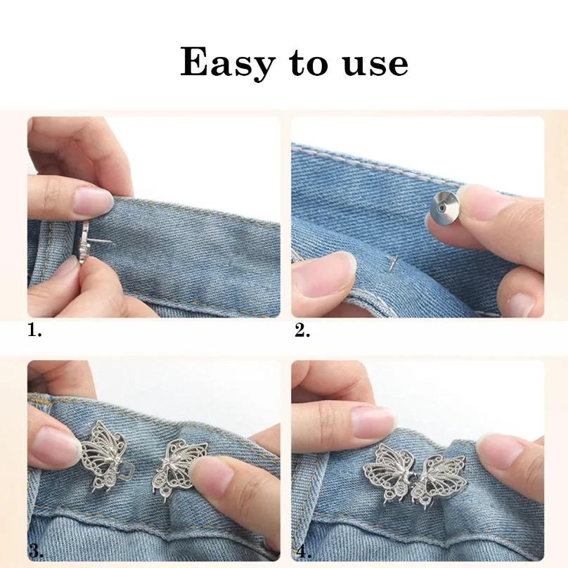 Bowknot Button Adjuster for Pants and Skirts Waist Tightener Adjustable Waist Buckle for Jeans No Sewing Required Easy To Use