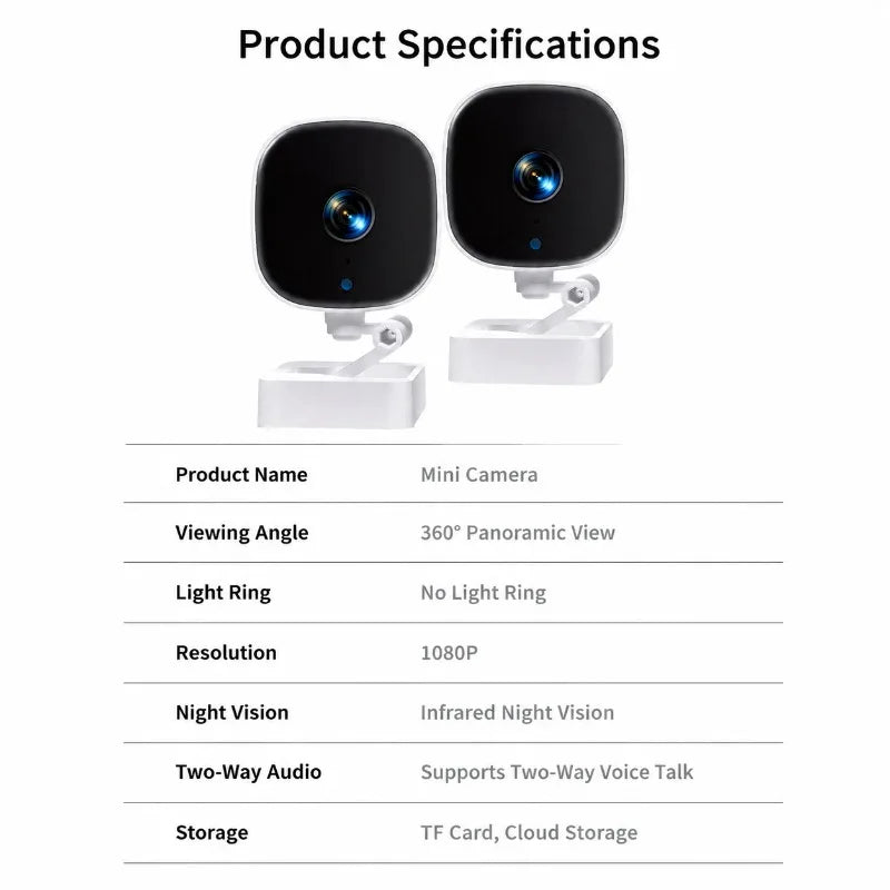 Mini Compact HD Wireless Surveillance Camera Mobile Remote Real-time View Indoor Safety Monitor Built-in Night Vision Motion