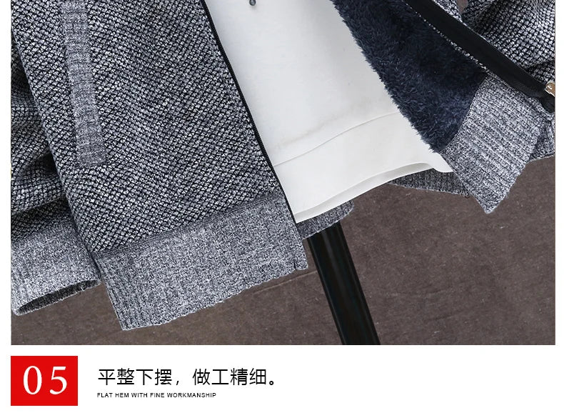 Autumn and Winter men's wool jacket new jacket plush thickened classic vintage cardigan Hoodie casual loose tops