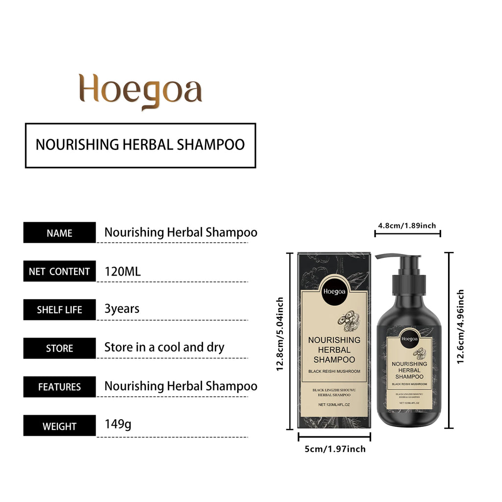 Hoegoa Herbal Shampoo Deep Cleaning Soft Smoothing Frizz Repair Damaged Hair Nourishing Mild Volumizing Hair Care Shampoo 120ml