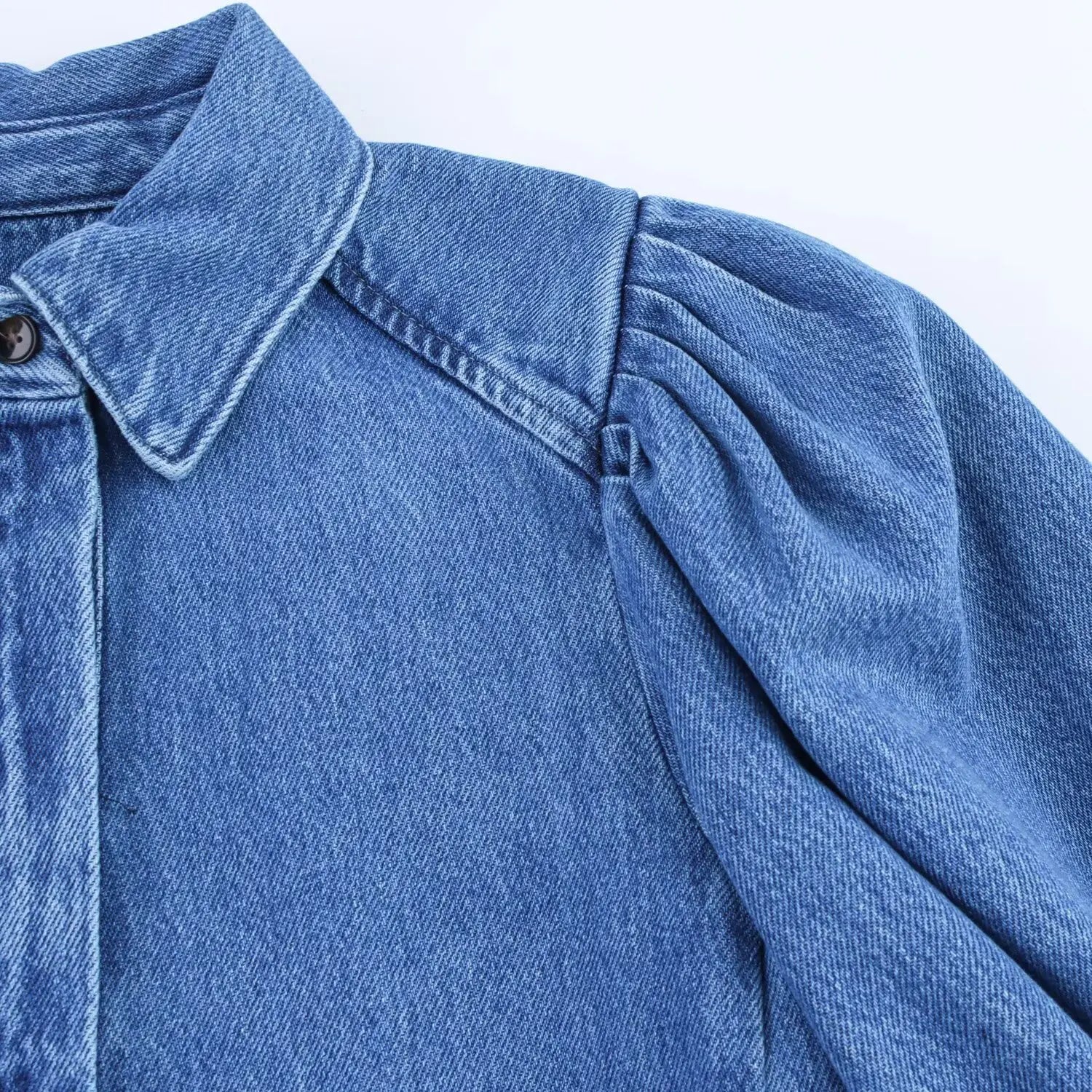 HH Women Summer New Fashion Thin Single-breasted Loose Folds Denim Shirt+High Waist Zipper Pocket Wide-leg Casual Pants Suit