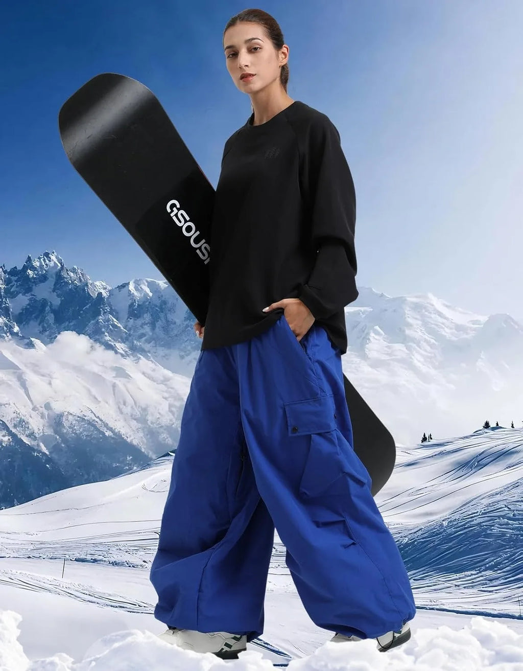 GSOU SNOW 2025 Loose Skiing Pants Snowboard Sport Trousers Outdoor Waterproof Windproof Ski Wear Winter Warm Female Ski Britches