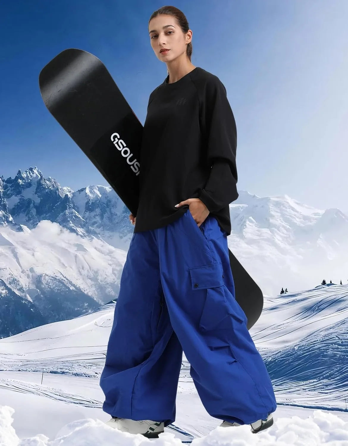 GSOU SNOW 2025 Loose Skiing Pants Snowboard Sport Trousers Outdoor Waterproof Windproof Ski Wear Winter Warm Female Ski Britches