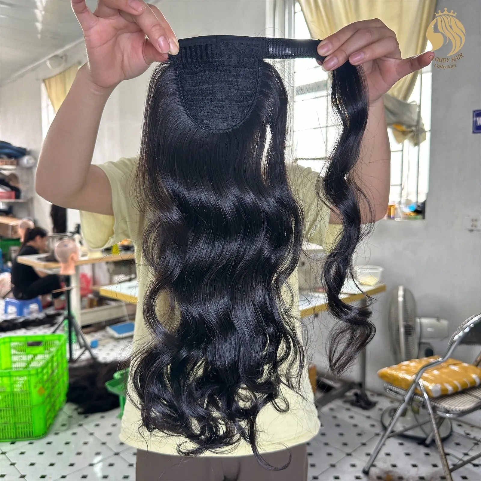 PONYTAIL NATURAL WAVY CUSTOMIZED COLOR 100% HUMAN VIETNAMESE HAIR