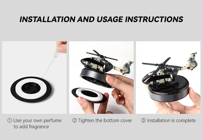 Unscented DIY Perfume helicopter solar car air fresheners rotating decorations ornaments dashboard fragrance aroma diffuser men