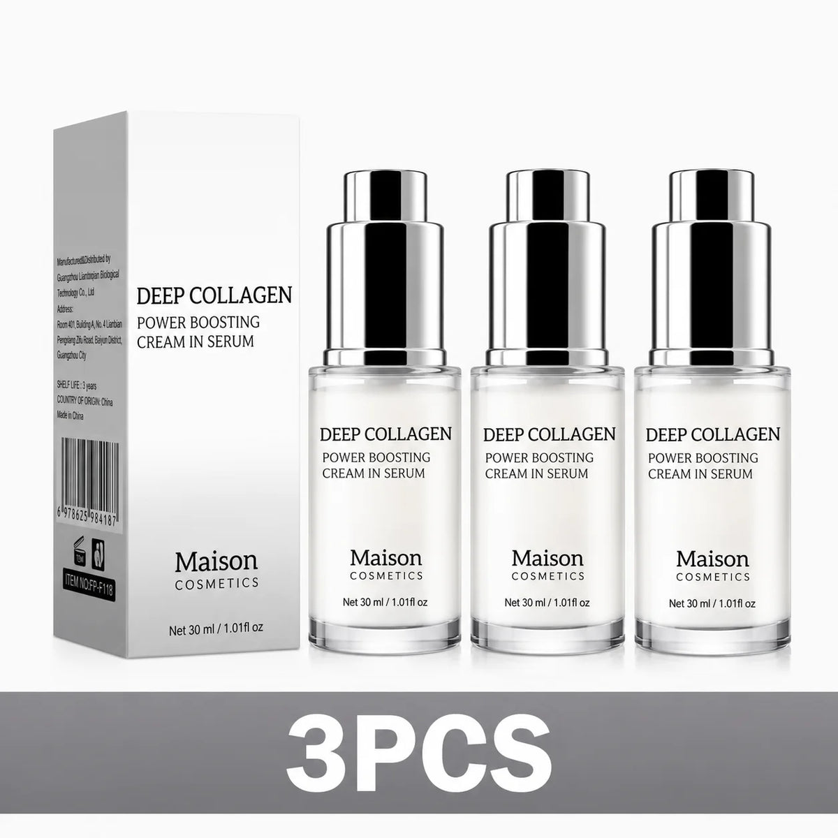 Deep Collagen Power Boosting Cream in Serum, Collagen Firming & Hydrating Facial Serum Cream, Moisturizing Smoothing Face Essenc