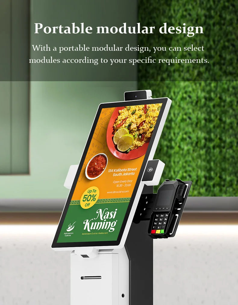 Wall Mounting Touch Screen Kiosk Floor Standing Query Machine Modern Payment Kiosk With Barcode Scanner