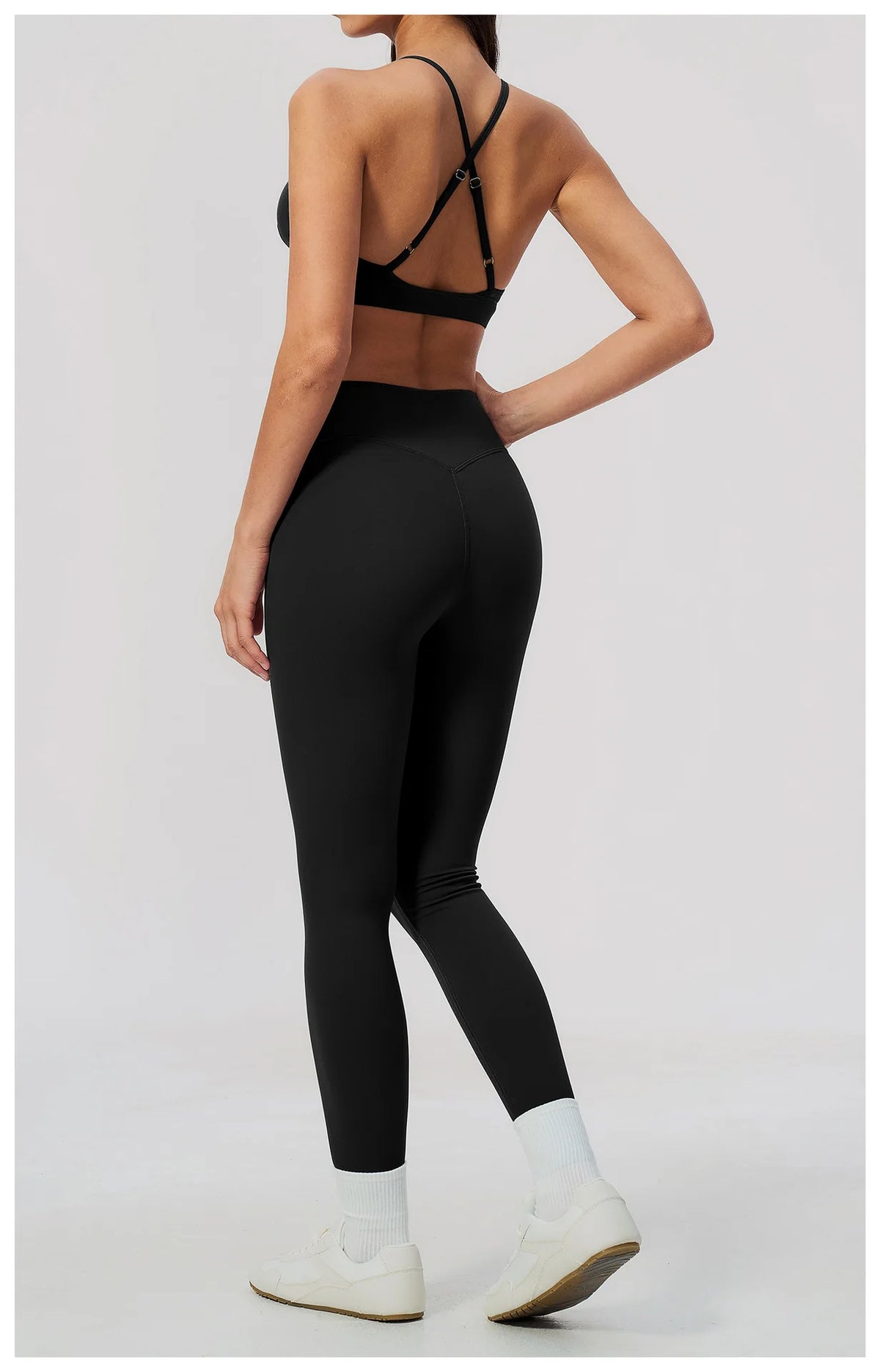 Woman Yoga Set Fitness Suit 2PCS Gym Clothing Running Workout Sportswear Outfit Tracksuit Set V Neck Cross Back High Waist Pants