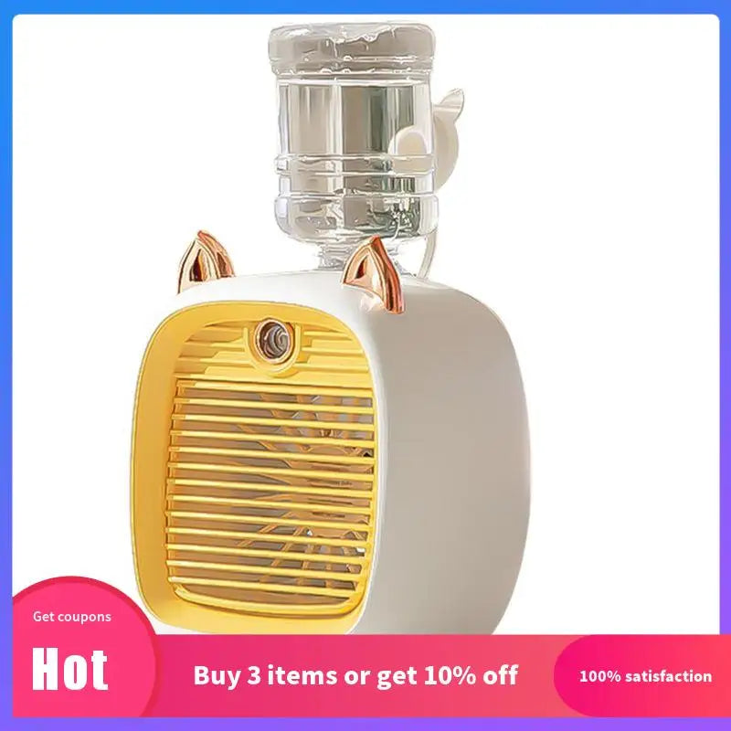 1200Mah Mini Air Conditioner Portable Desktop Fan Humidifier Purifier 3 Speed 2 Mode Spray USB Table Fan Car Home
