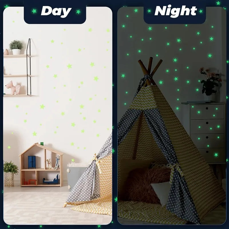 514pcs Glow in the Dark Star Stickers 3D Geometric Patterned Ceiling and Wall Decor for Kids Bedroom Halloween Home Decoration