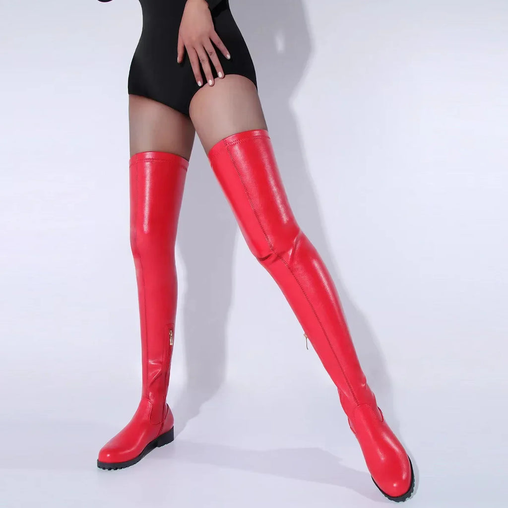 Women's Boots Trend 2024 Autumn Winter Over-the-knee Side Zipper Sexy Nightclub Long Shoes for Women Plus Size 44 Flat New Style