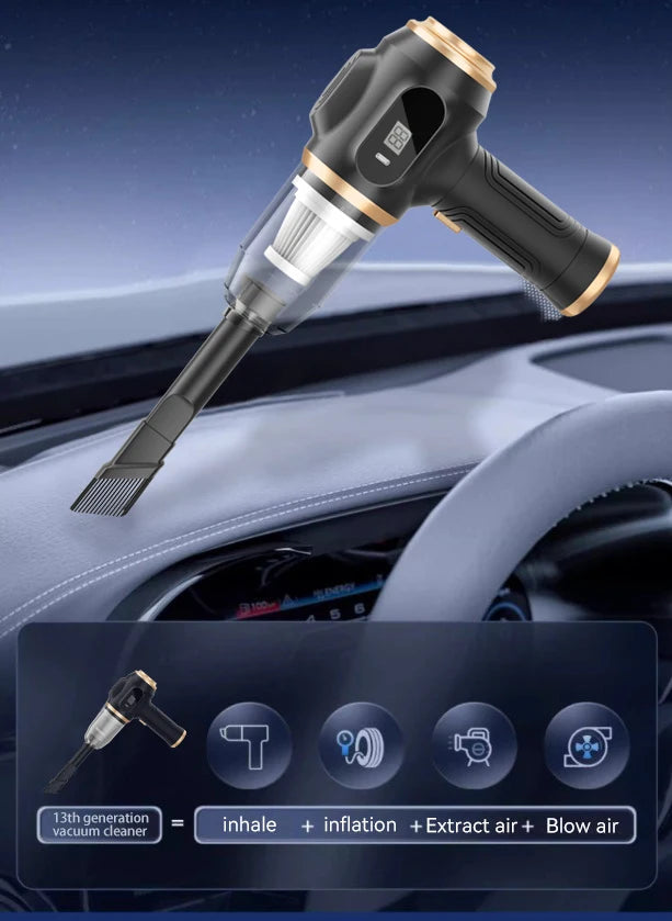 Powerful 2-in-1 Air Duster & Vacuum, Handheld Cordless Cleaner with Digital Display for Electronics Car Home Office