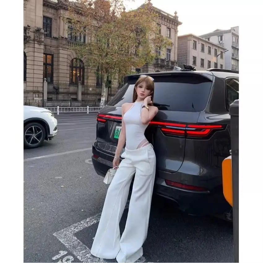 2026 Summer Fashion New Women's Design High-end Jumpsuit Street Style Hanging Neck Slim and Sexy Jumpsuit Top