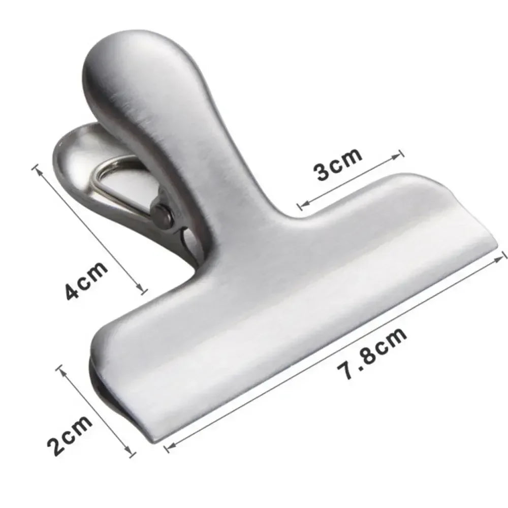 3PCS Stainless Steel Bag Clipsf For Food Heavy Duty Metal Silver Food Clips Office Paper Clamps Air Tight Seal Snack Clips