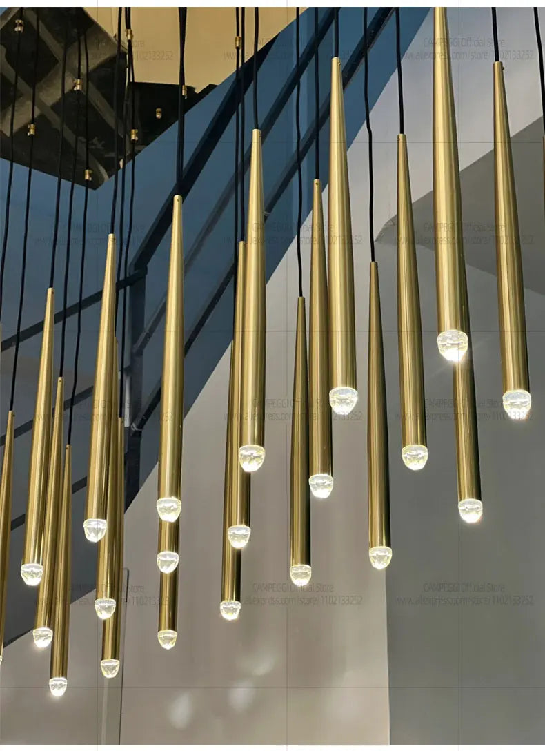 Modern LED Living Room Long Pendent Lamp Attic Light Indoor Lighting Villa Staircase Chandelier Dining Room Ceiling Lamp