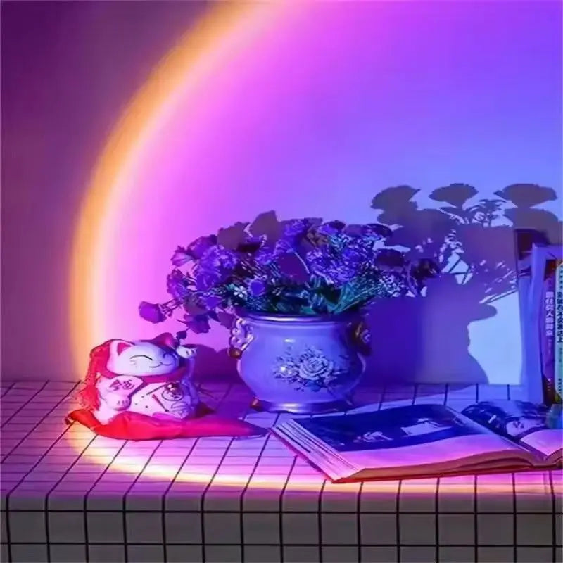 LED Rainbow Sunset Projection Lamp Atmosphere Night Light Photography Fill Light Artifact Creative Room Decoration Gift