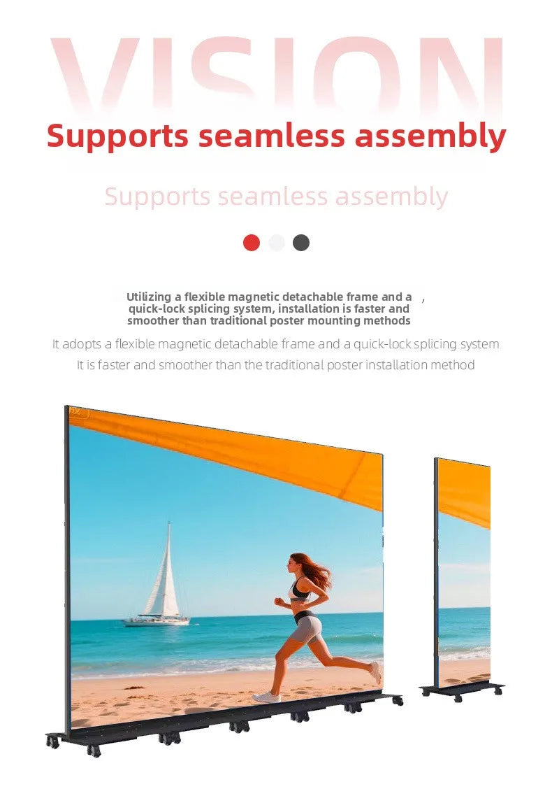 Indoor led poster screen folding advertising screen shopping mall mobile led display