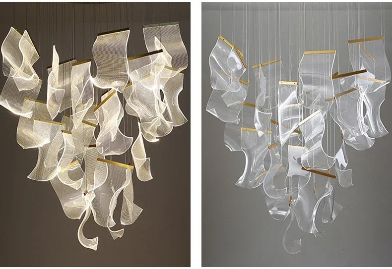 Modern LED Pendant Lights Living Dining Room Lighting Lustre Decor Chandelier Indoor Villa Duplex Stairs Hanging Lights Fixture