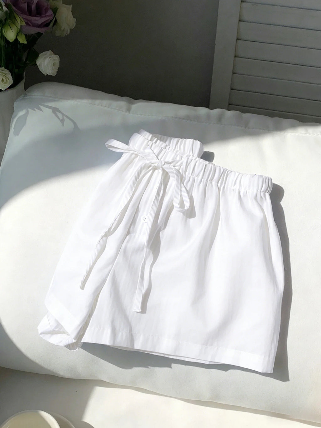 Women Elastic Waist Drawstring Shorts Loose Soft Casual Summer Beach Lounge High Waist Lightweight Short Pants for Ladies