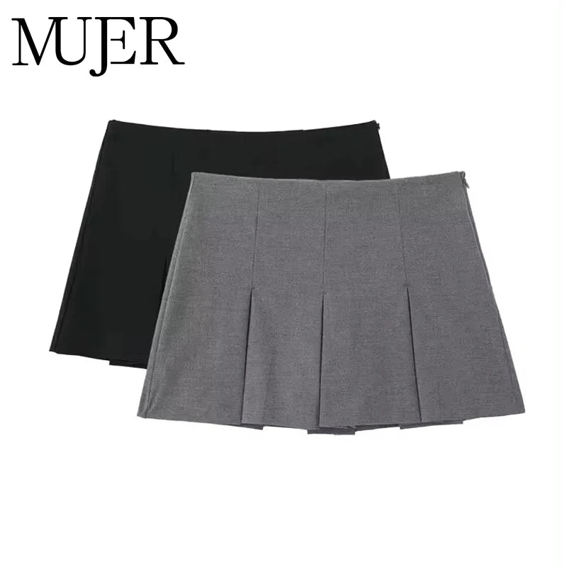 MUJER 2025 Pleated Skirt Shorts for Women High Waist Mini Shorts Women Summer Basic Skort for Women Holiday Casual Ladies Shorts