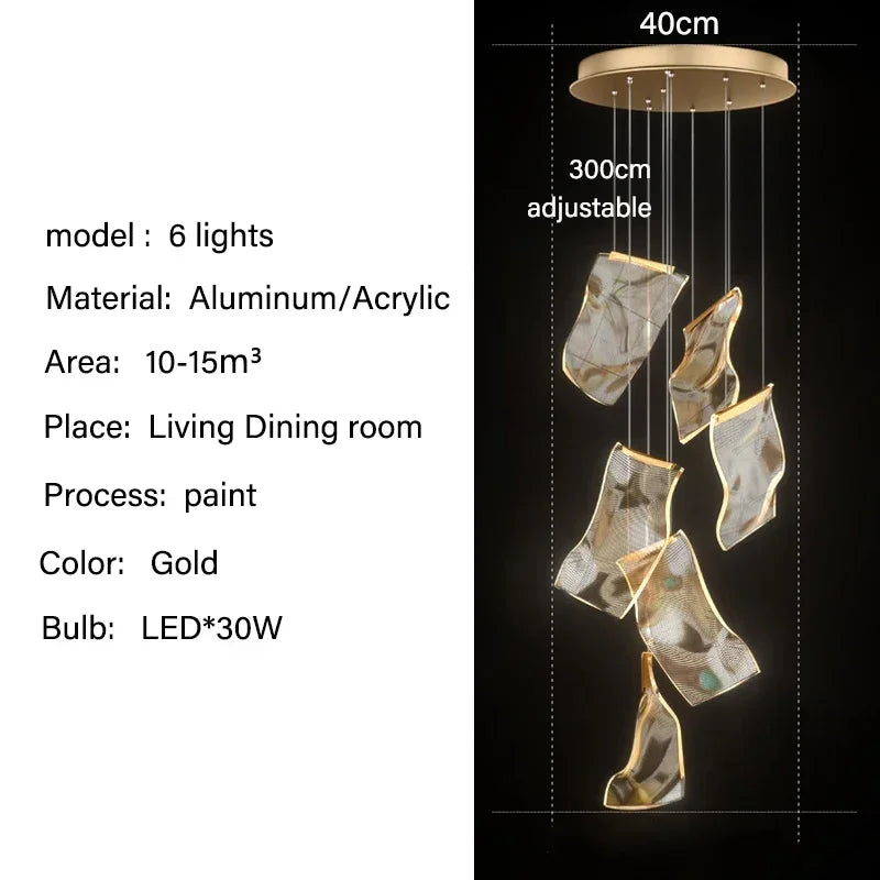 Modern LED Pendant Lights Living Dining Room Lighting Lustre Decor Chandelier Indoor Villa Duplex Stairs Hanging Lights Fixture