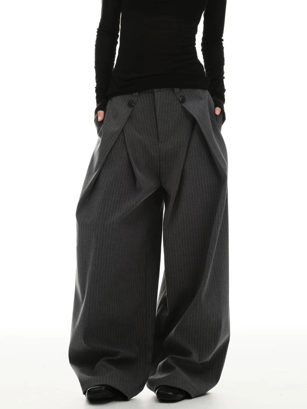 2026 New Vintage Pinstripe Suit Pants Loose Wide Leg Slimming Long Pants Casual Commute Trousers For Men And Women