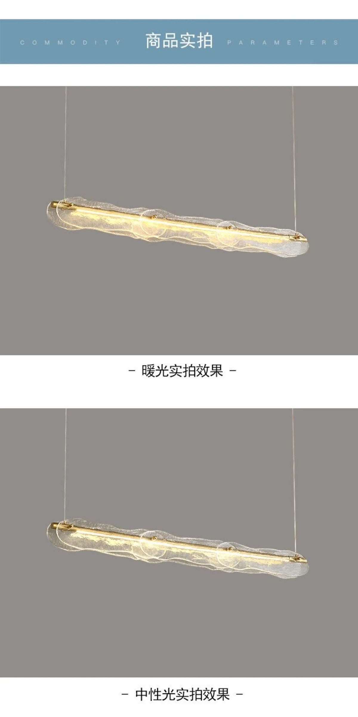 Restaurant modern simple glass crystal bar counter front desk exhibition hall strip decorative lamp