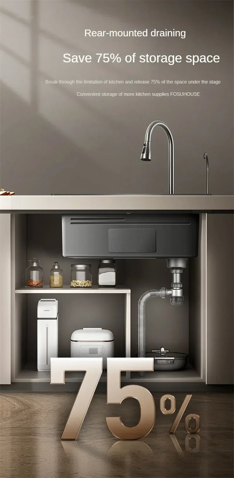 304 Stainless Steel Kitchen Sinks Large Single Bowl Nano Embossed Wash Basin Digital Display Modern Home Station