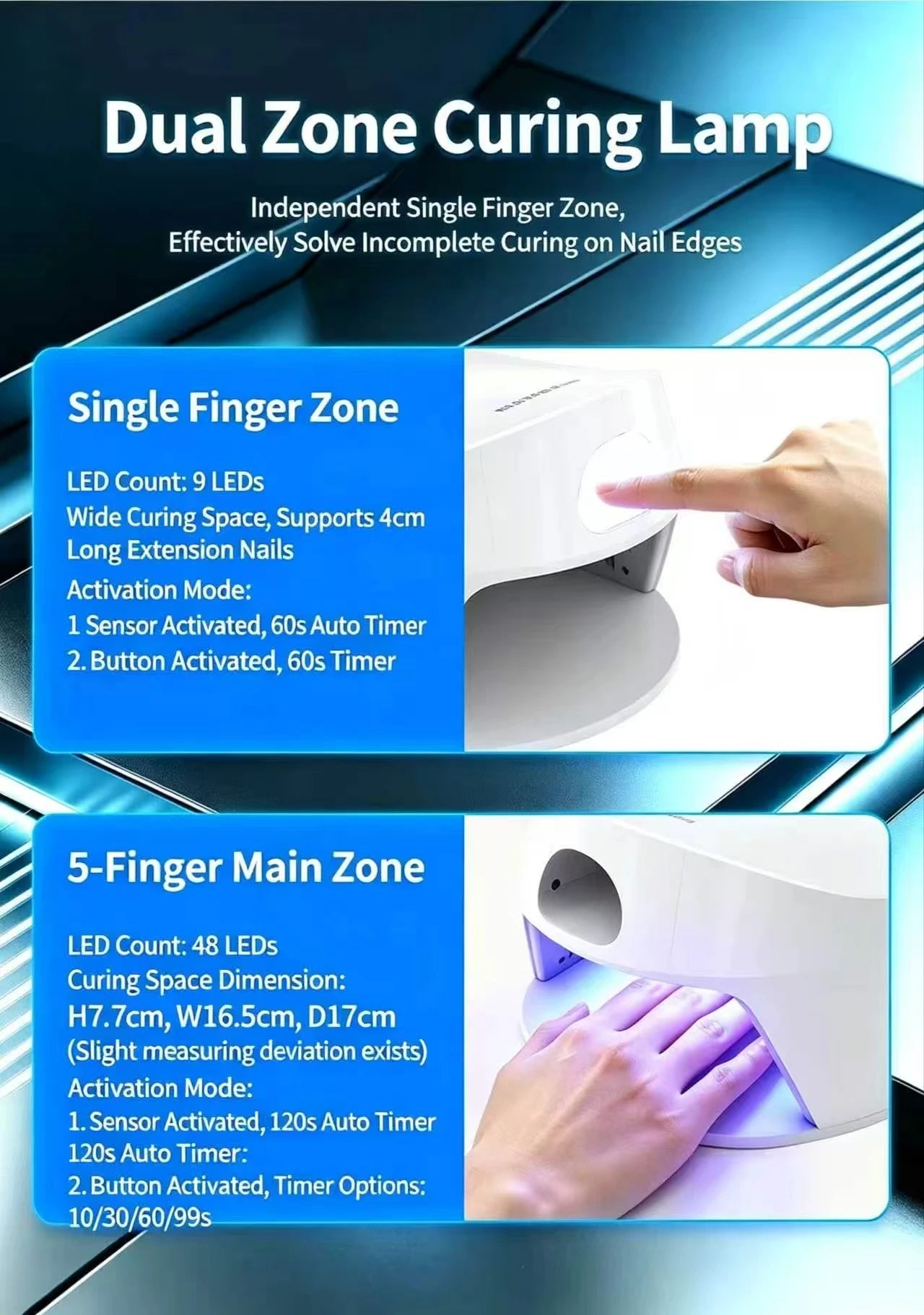 2 IN 1 LED Nail Lamp Smart Auto Sensor Gel Nail Dryer Dual Use Manicure Pedicure Fast Cur Light,Nail Dryer Auto Sensor Dual Lamp