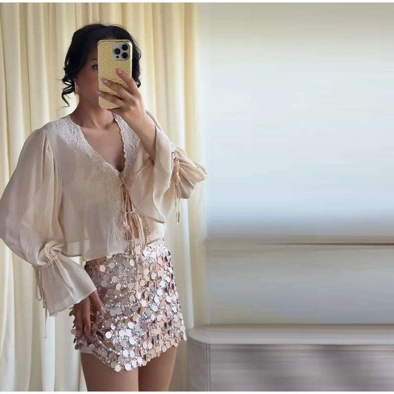 Fish Scale Sequins Strapless Bodycon Dress Women Elegant Shining Sleeveless Slim Mini Dresses 2026 Summer Party Vacation Gowns