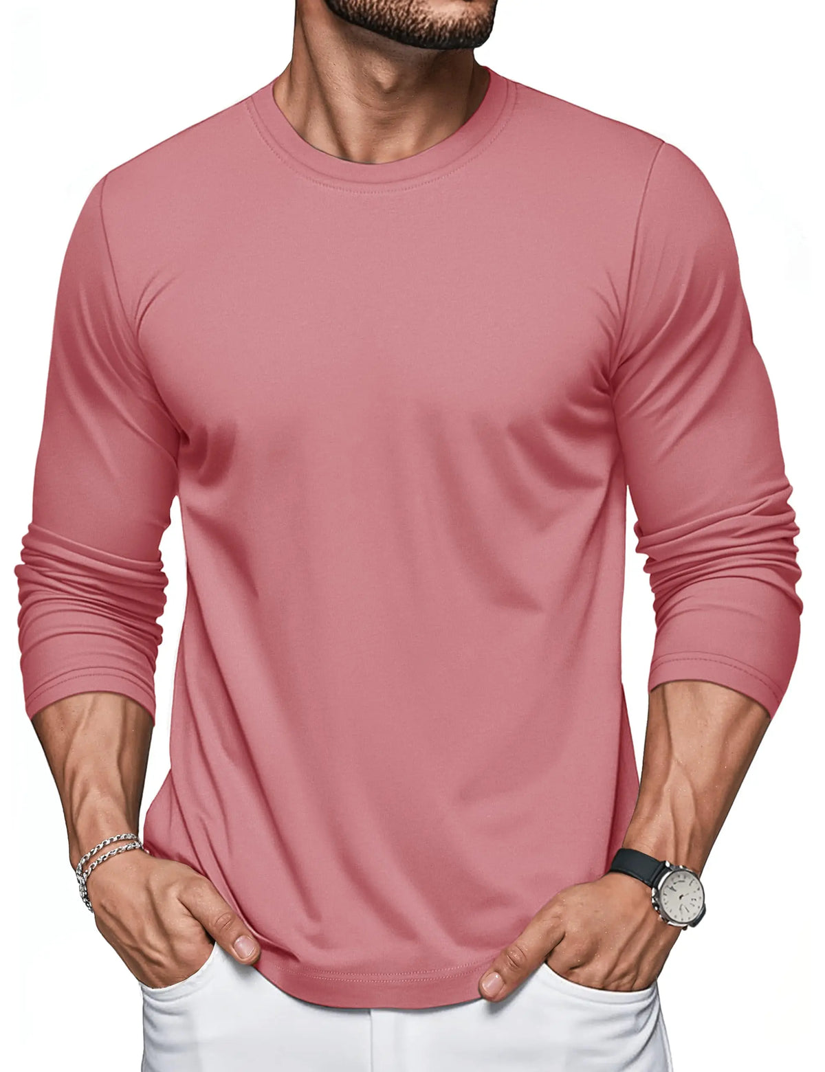 MAGCOMSEN Men's Long Sleeve T-Shirt Cotton Crew Neck T-Shirt Casual Light Work Spring and Autumn Tops