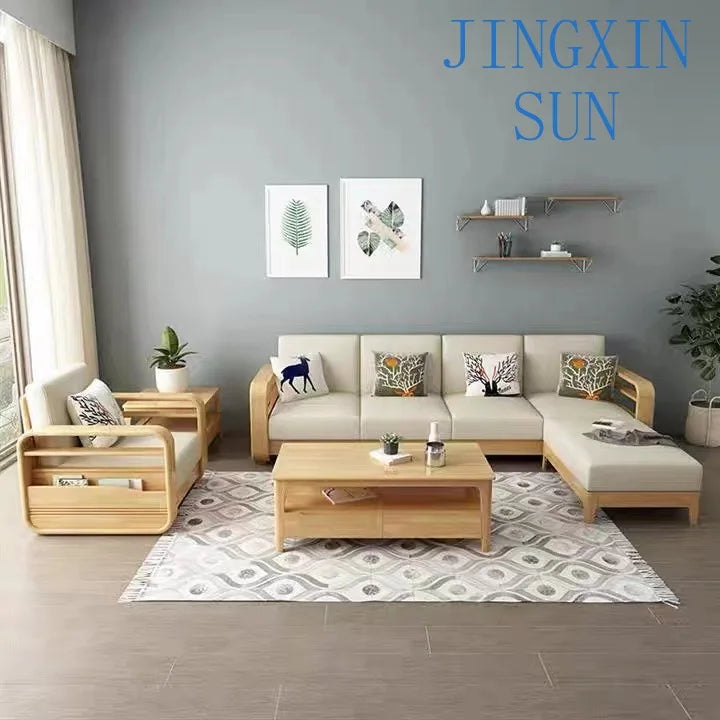 Furniture Nordic Solid WooWooden Living Room Simple sehold Turning Divan Small Apartment