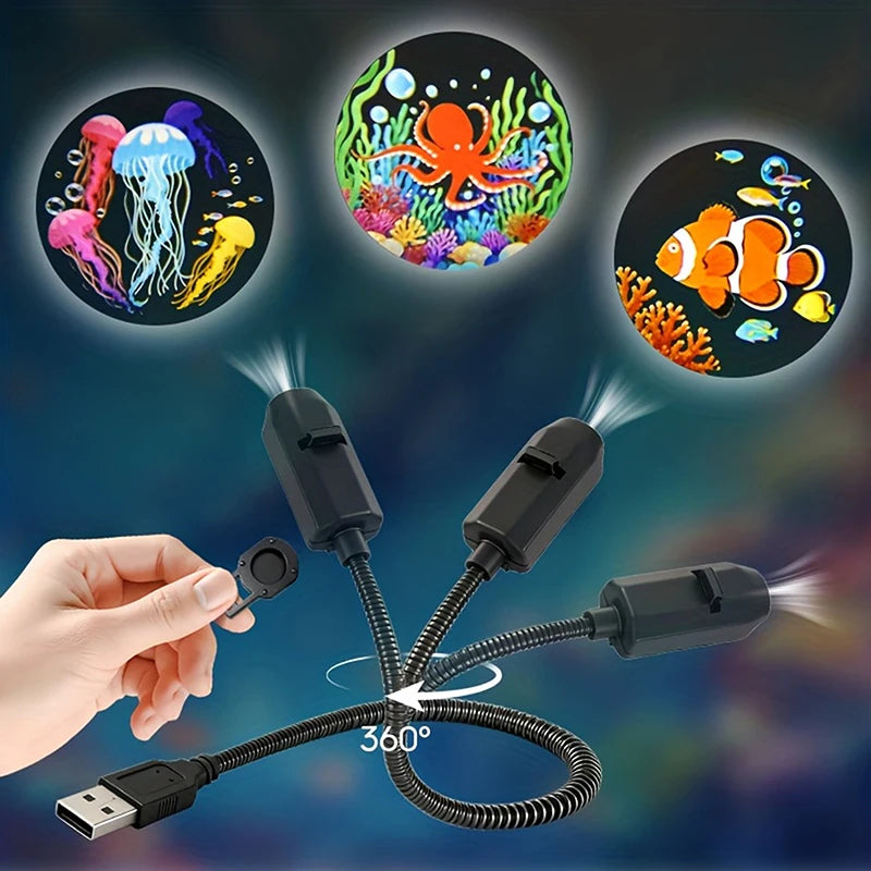 LED Projection Light USB LED Projector LED USB Ocean Life LED Projection Lamp LED Projector With 10 Patterns