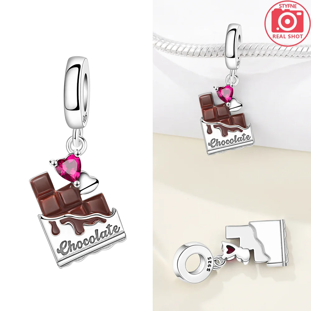 925 Sterling Silver Pink Zircon Love Beads Charms Fit Bracelet Women Jewelry Diy Anniversary Gift Delicate Accessories Bag Charm