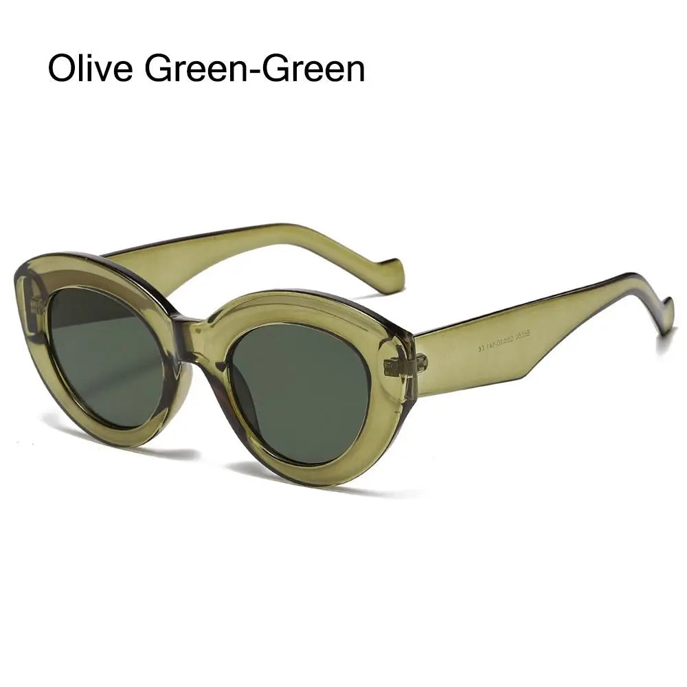 Ins Popular Retro Eyewear Oval Sun Glasses Oversized Sunglasses Sun Glasses Thick Frame