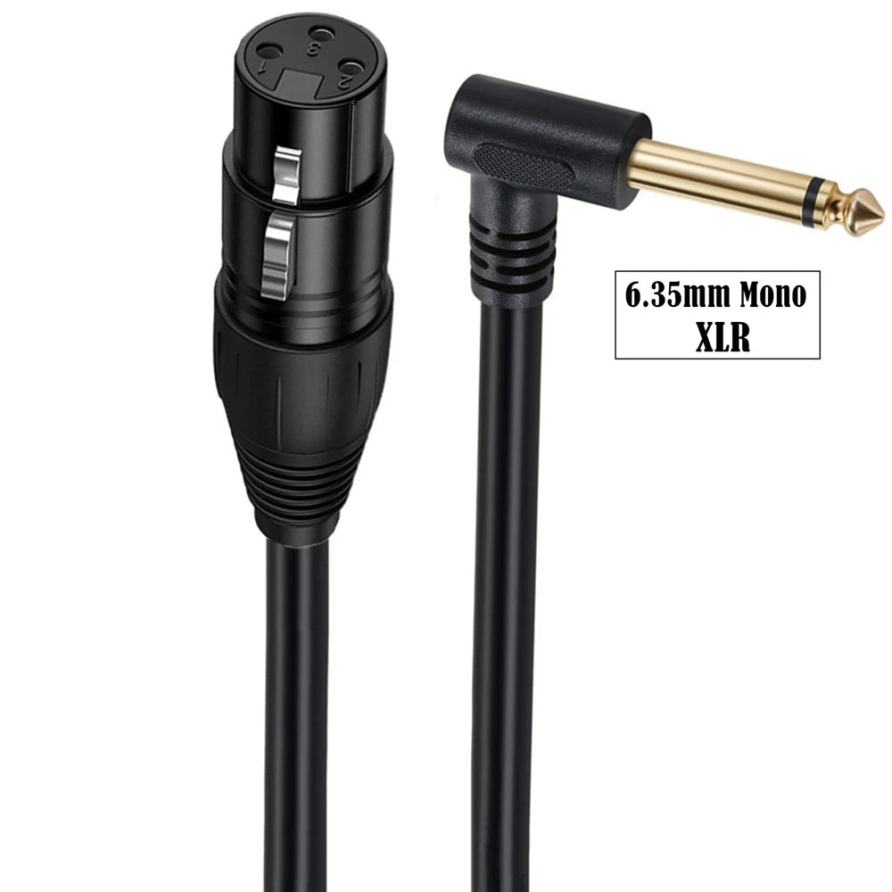 90-degree right-angle 1/4-inch TRS to XLR male balanced signal interconnect cable 1/4-inch to XLR female jumper cable 0.5 meters