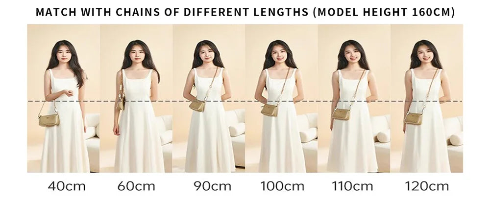 HOLIN 40cm-120cm Gold Bag Chain Strap for Handbag Replacement Gold Purse Chain Accessories Shoulder Straps Crossbody