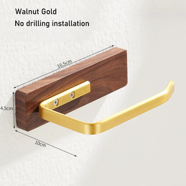 Paper Towel Rack Black Walnut Toilet Roll Rack Creative Solid Wood Paper Towel Hook Bathroom Rack