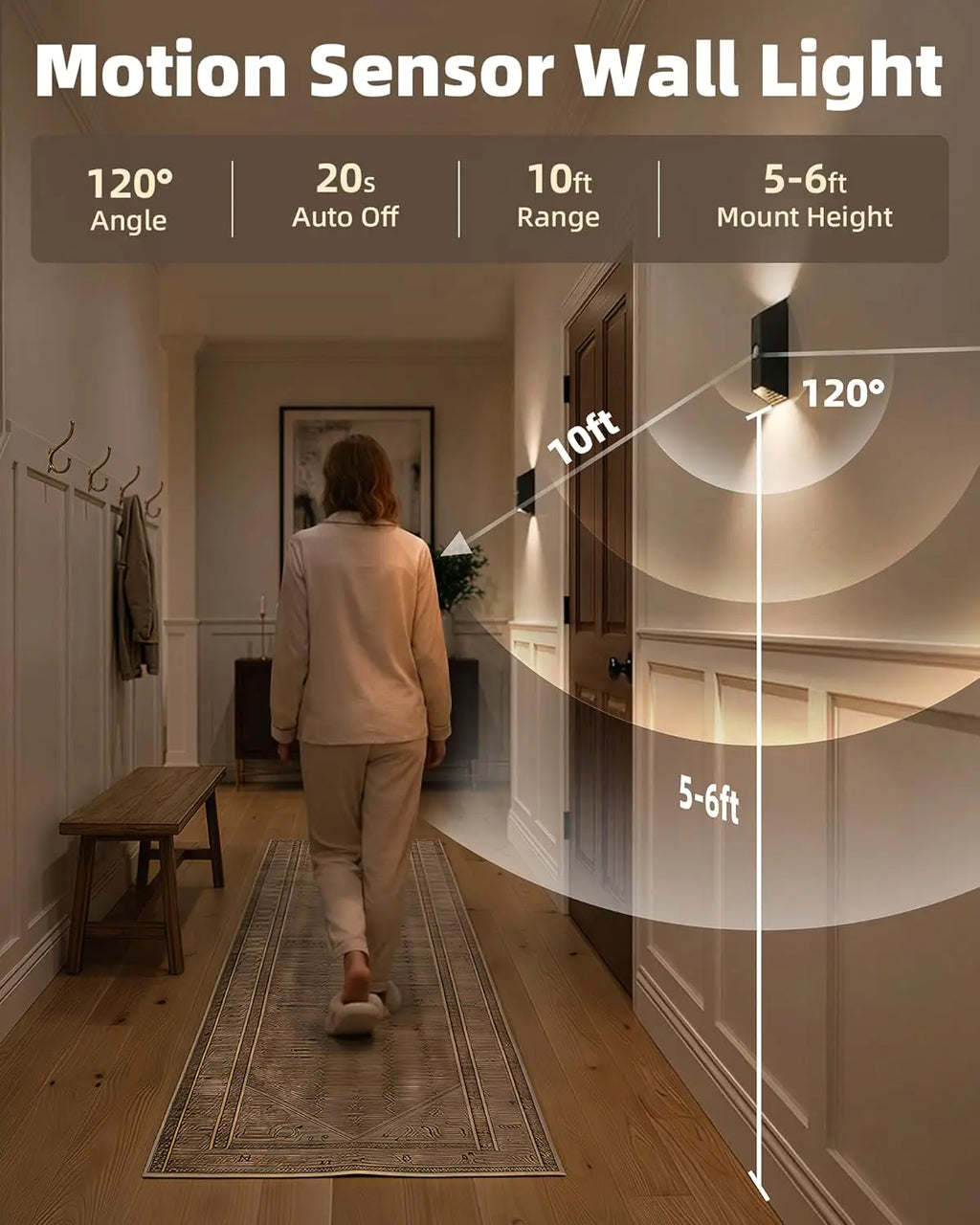 Led Night Light Sunset Lamp Wireless Wall Lamp with Motion Sensor Magnetic Rechargeable for Stair Cabinet Hallway Room Decor