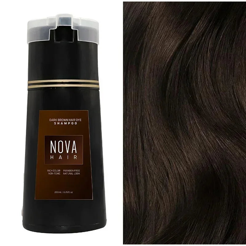 Nova Hair Dyeing 3-in-1 Hair Care Shampoo Natural Fast White Hair Dyed Black Hair Dye Lasting Convenience Men Women Hair Care
