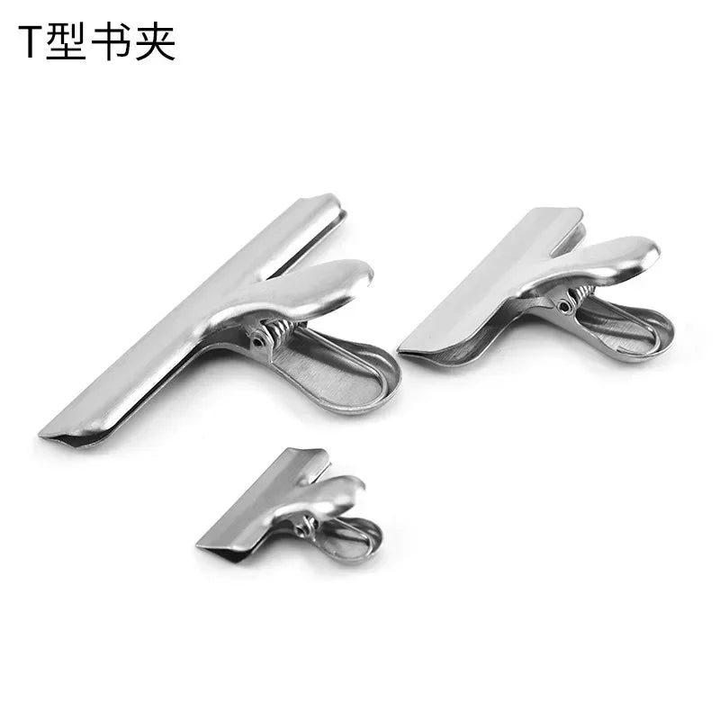 3PCS Stainless Steel Bag Clipsf For Food Heavy Duty Metal Silver Food Clips Office Paper Clamps Air Tight Seal Snack Clips