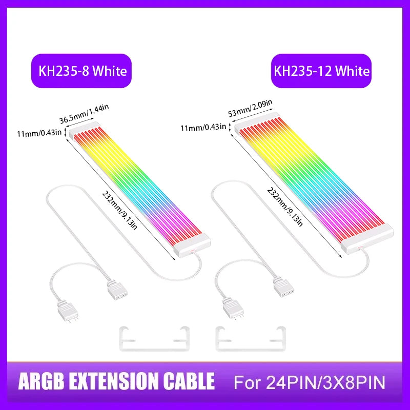 5V 3Pin ARGB Sync PC Cable 8/24PIN Motherboard Power Extension Cable Flexible LED Strip Light DIY Kit Video Card 8Pin 6PIN Cable