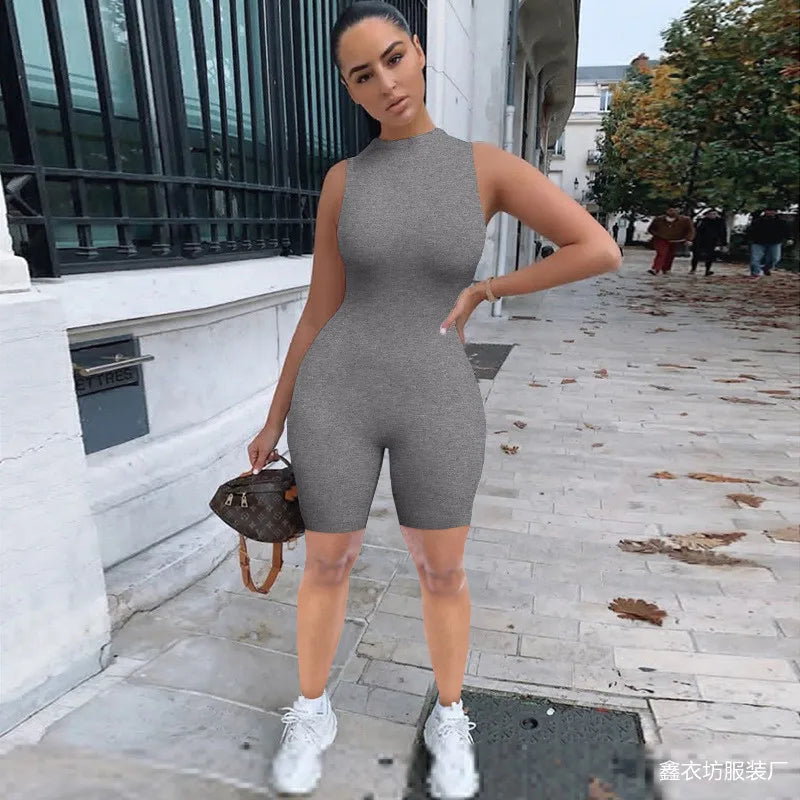Pencil Jumpsuit for Women Full Seasons Casual Fitness Sporty Playsuit Sleeveless Slim Activewear All In One Jumpsuit Clothing