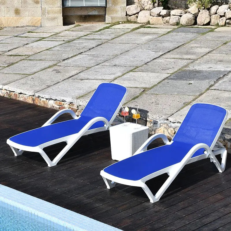 Waterproof Plastic Outside Pool Furniture Outdoor Adjustable Sun Lounge Modern Garden Hotel Daybed Patio Chaise Lounger