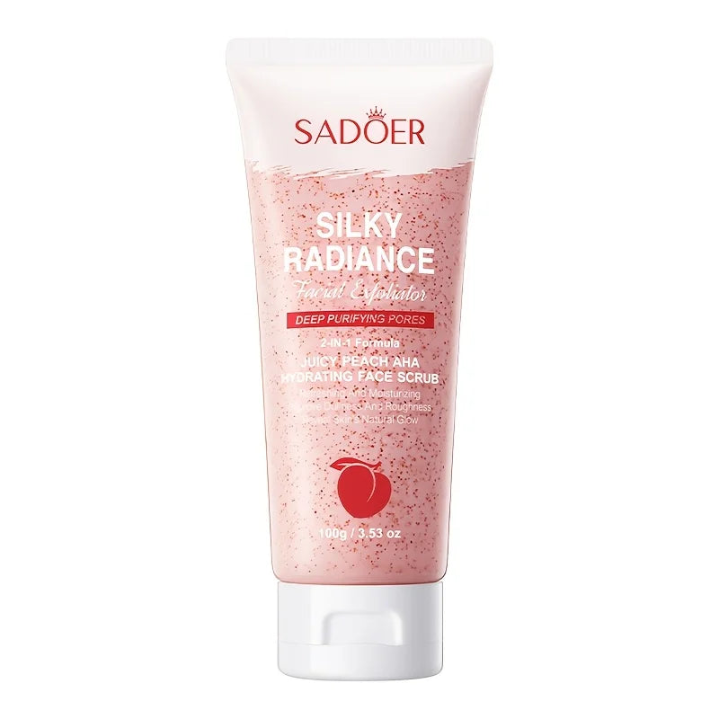 100g Peach Aha Facial Scrub Deep Cleansing Hydrating Physical Exfoliator Brightening Skin with Granules for Radiance